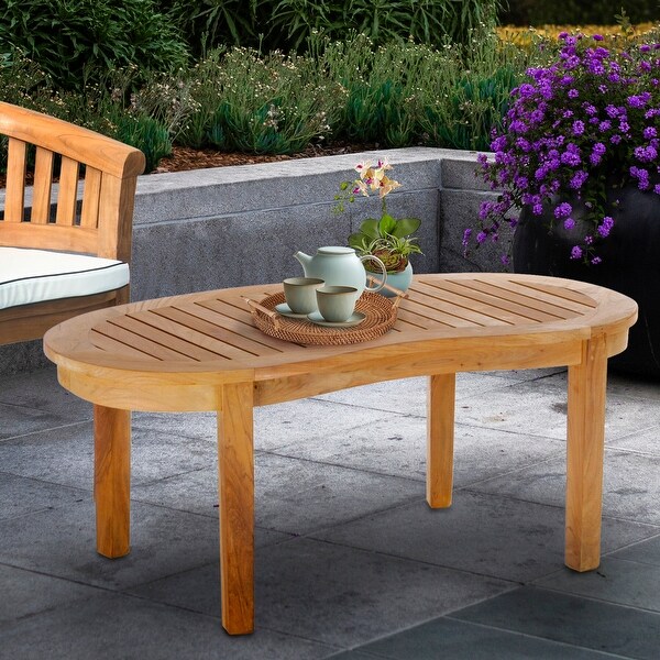 Chic Teak Peanut Teak Wood Outdoor Patio Coffee Table