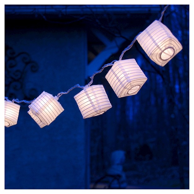 10ct 2 5 quot x7 x27 Square Electric String Lights With Nylon Led Lanterns White