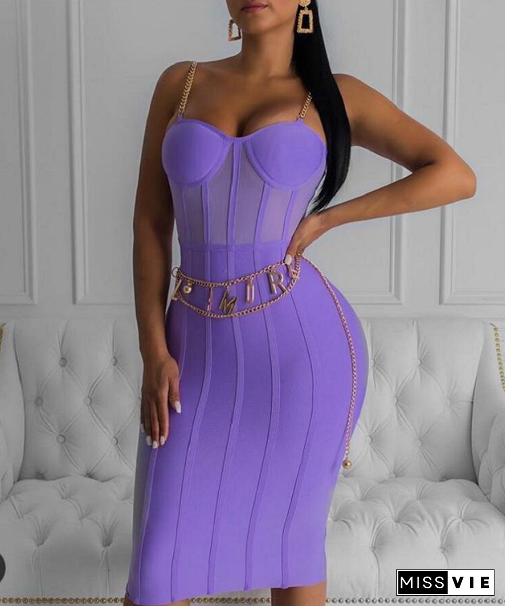 Sexy Bandage Midi Dress Women Purple Red Bandage Dress Bodycon Party Dress Sleeveless Bandage Sexy Club Wear