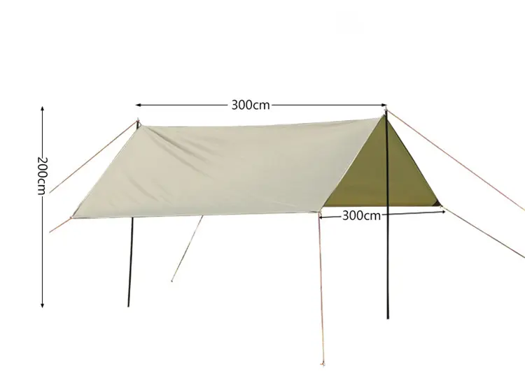 Outdoor Girder Shelter Sun Shade Rain Fly Ultralight Camping Tarp With Tent Pole Portable Waterproof Beach Tent Sun Shelter