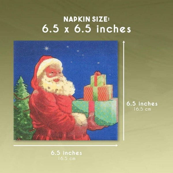 100PC Christmas Themed Disposable Paper Party Napkins Festive Santa Claus Print