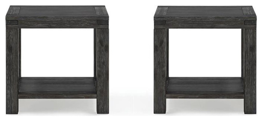 Home Square Solid Wood End Table in Graphite Finish   Set of 2   Transitional   Side Tables And End Tables   by Homesquare  Houzz