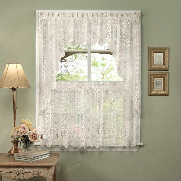 Hopewell Old World Style Floral Lace Kitchen Curtains By Sweet Home Collection