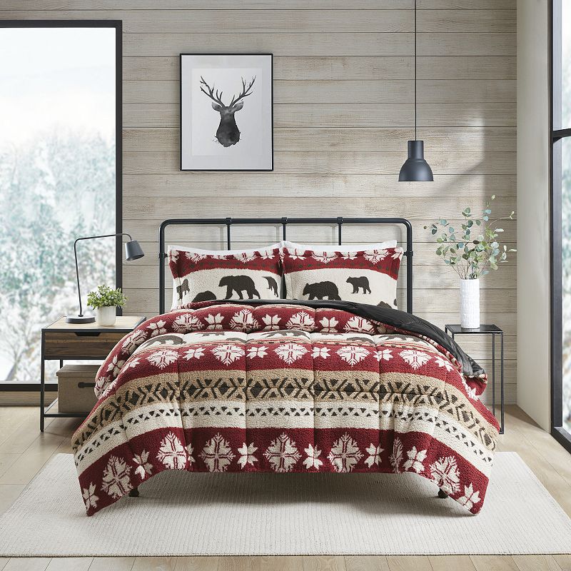 Woolrich Tunbridge Print Sherpa Comforter Set with Shams