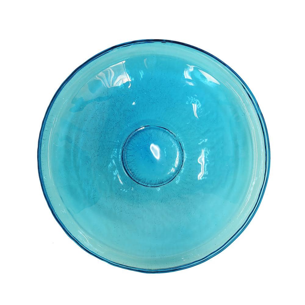 Achla Designs 14 in. Dia Teal Blue Reflective Crackle Glass Birdbath Bowl CGB-14T