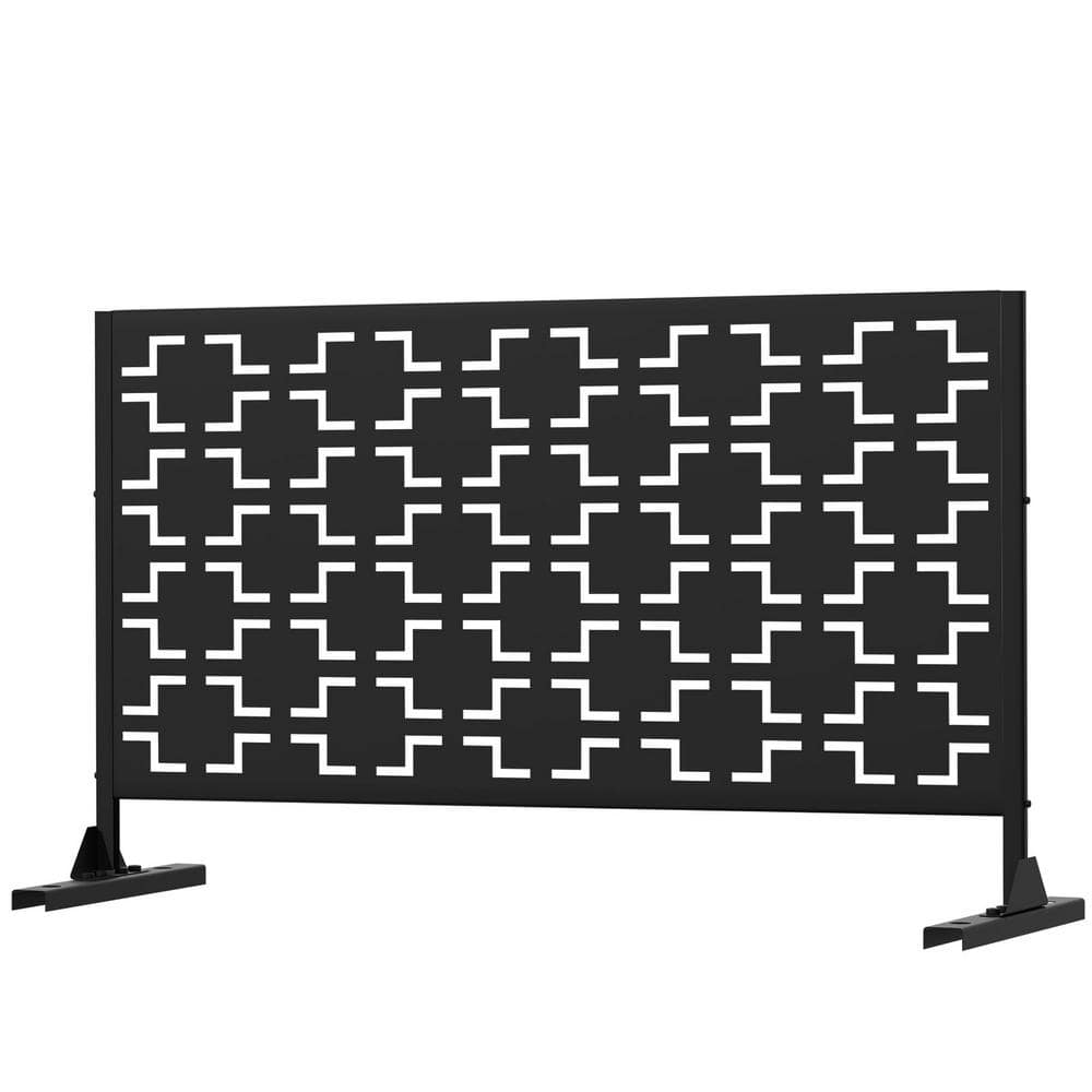 FENCY 47.2 in. H x 23.6 in. W Galvanized Metal Outdoor Privacy Screen Panel Garden Fence in Black HD-A-GE04018