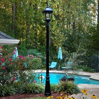 GAMA SONIC Imperial II Bulb 1-Light Black Resin LED Outdoor Solar Post Light with 3 in. Fitter 96B50012