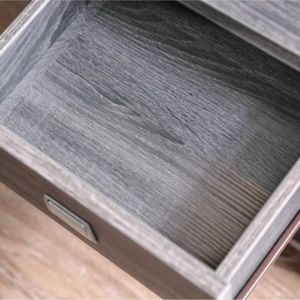 DH BASIC Modern Gray Flared Storage End Table by Denhour