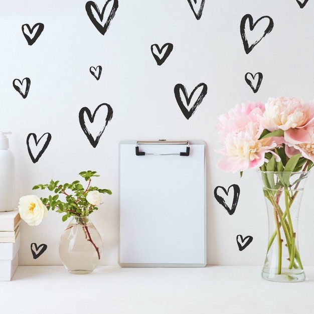 Sketchy Hearts Wall Decal Black Roommates