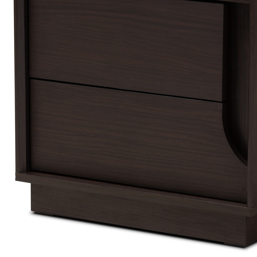 Contemporary Brown Finished 2 Drawer Nightstand by Baxton Studio