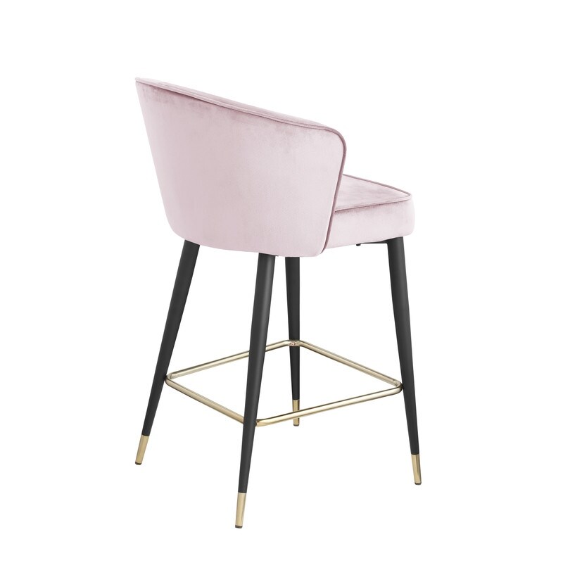 Contemporary Velvet Upholstered Counter Height Stool with Metal Legs