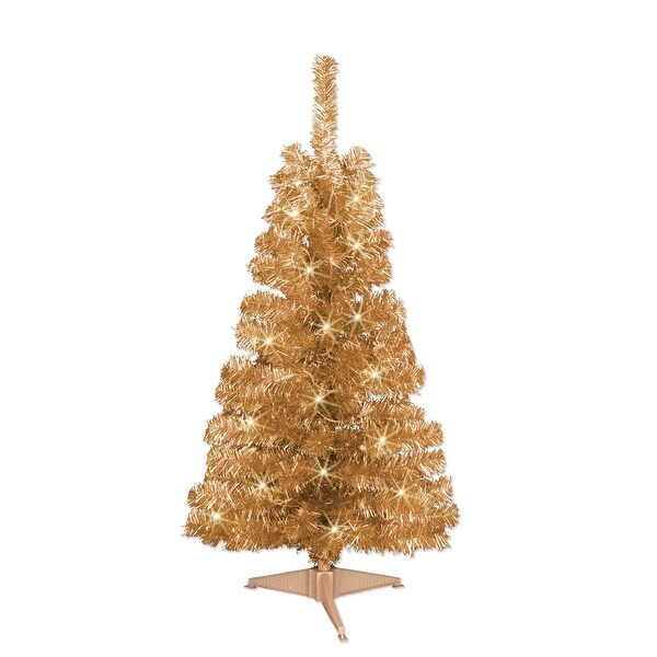 Champagne Tinsel 4foot Prelit Tree