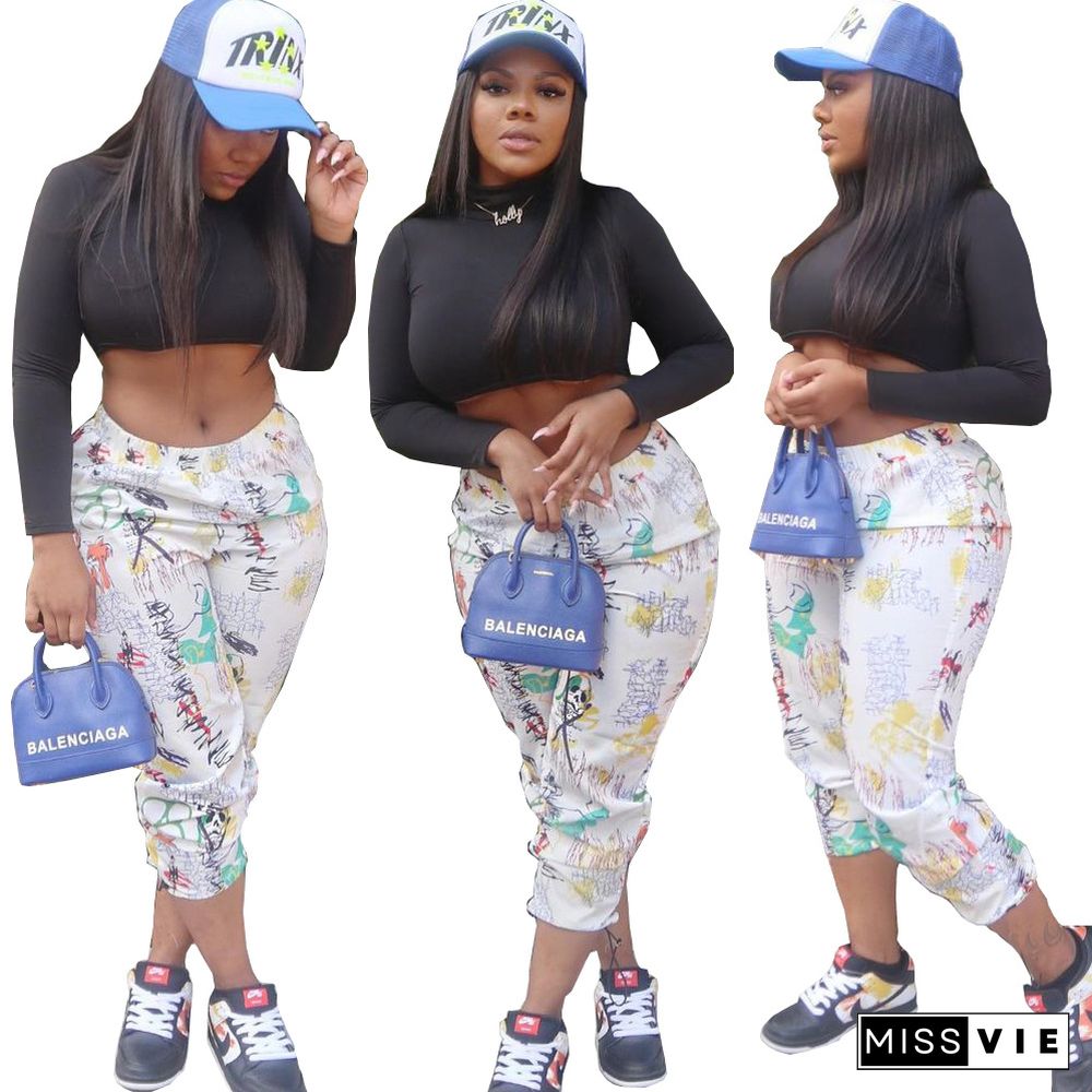 Statement Print Casual Track Pants