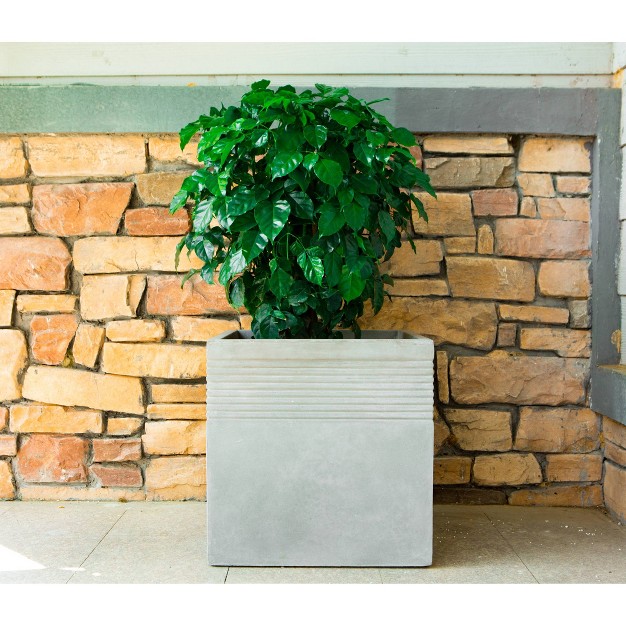 Kante Lightweight Outdoor Modern Square Concrete Planter Natural Concrete Gray Rosemead Home amp Garden Inc