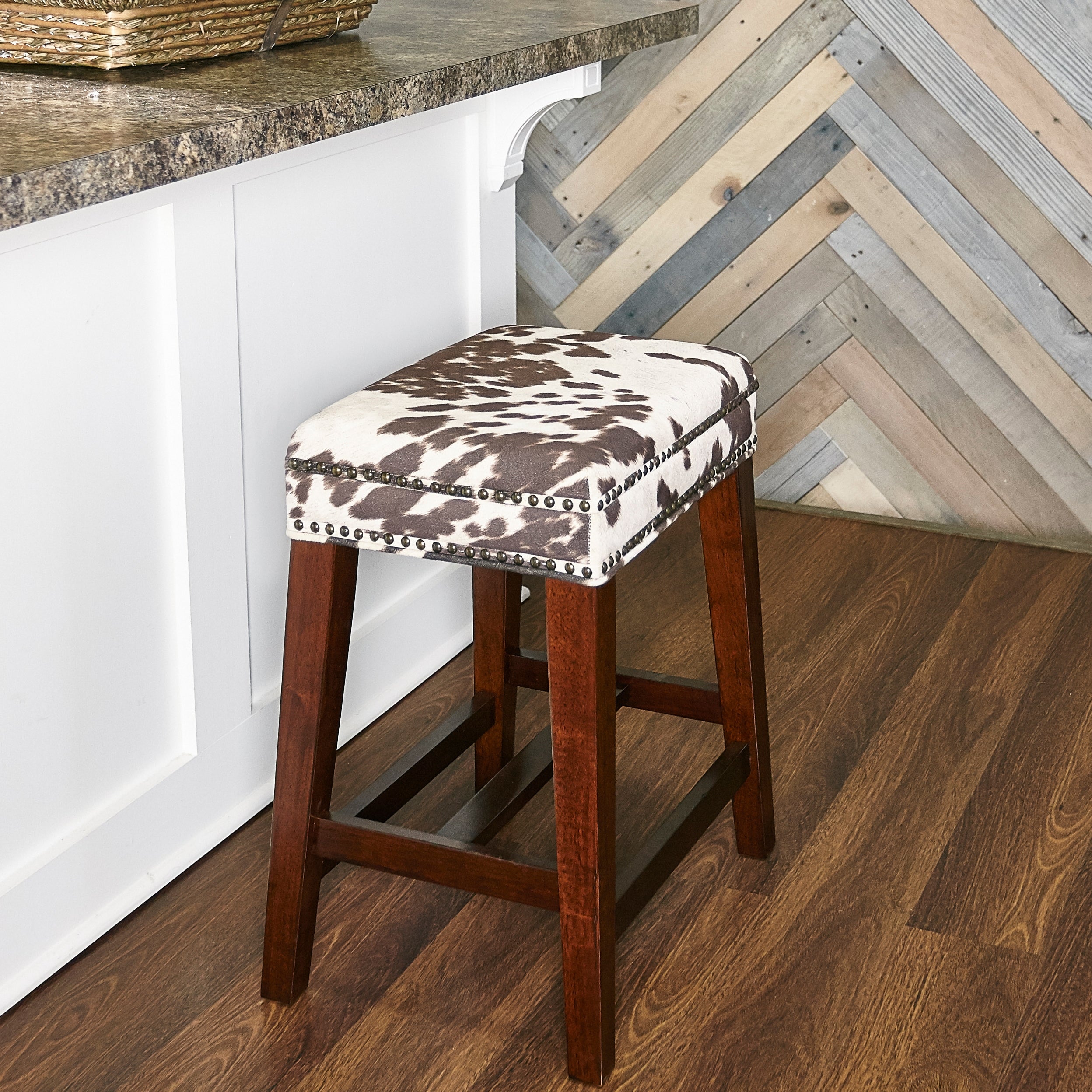 Ian Brown Cow Print Counter Stool