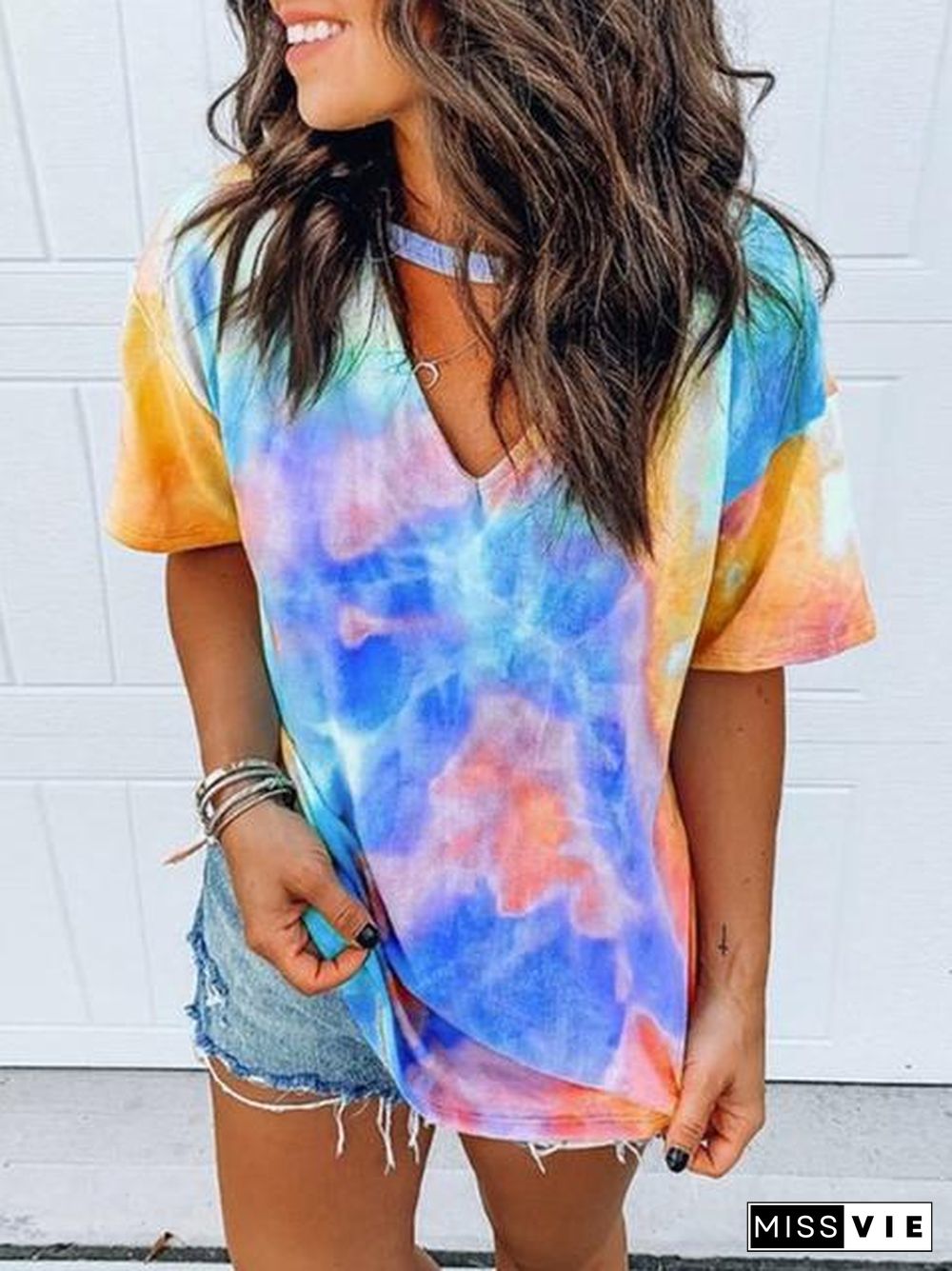 Tie Dye Printed Multicolor T-Shirt