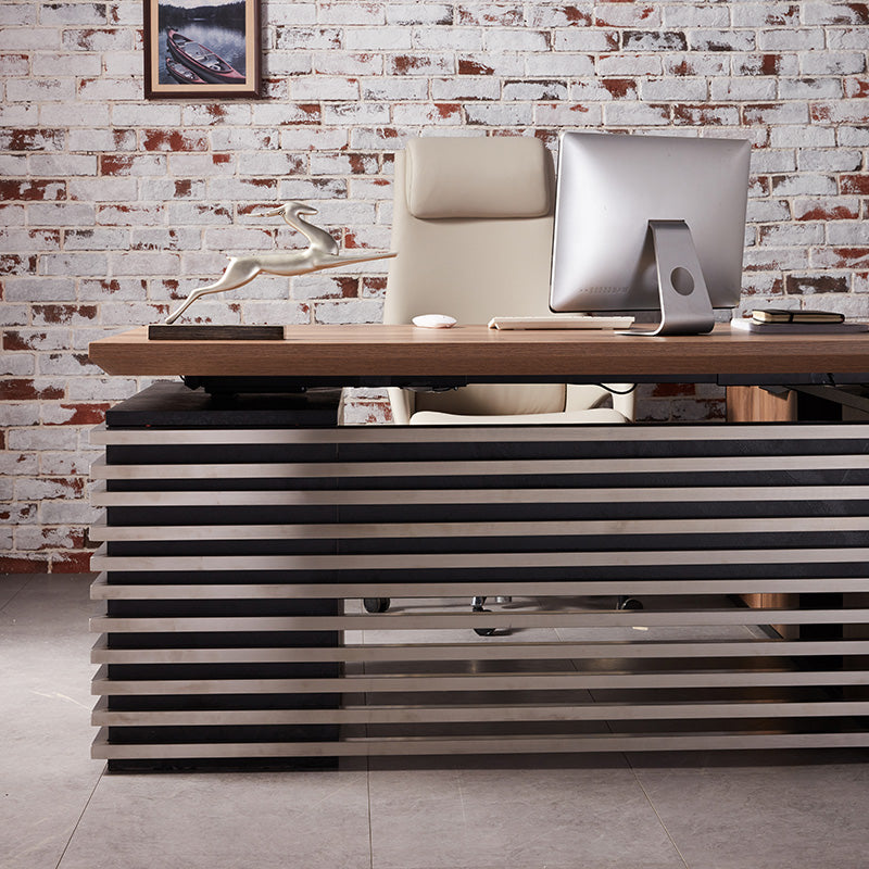 PHOENIX Executive Desk with Left Return 1.8M - Warm Oak & Black