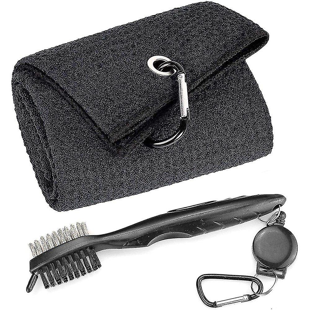 In 1 Golf Club Cleaning Kit: Golf Club Cleaning Brush + Magnetic Keychain + Golf Club Towel