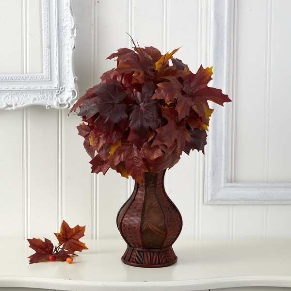 24 Autumn Maple Leaf Artificial Plant in Decorative Planter