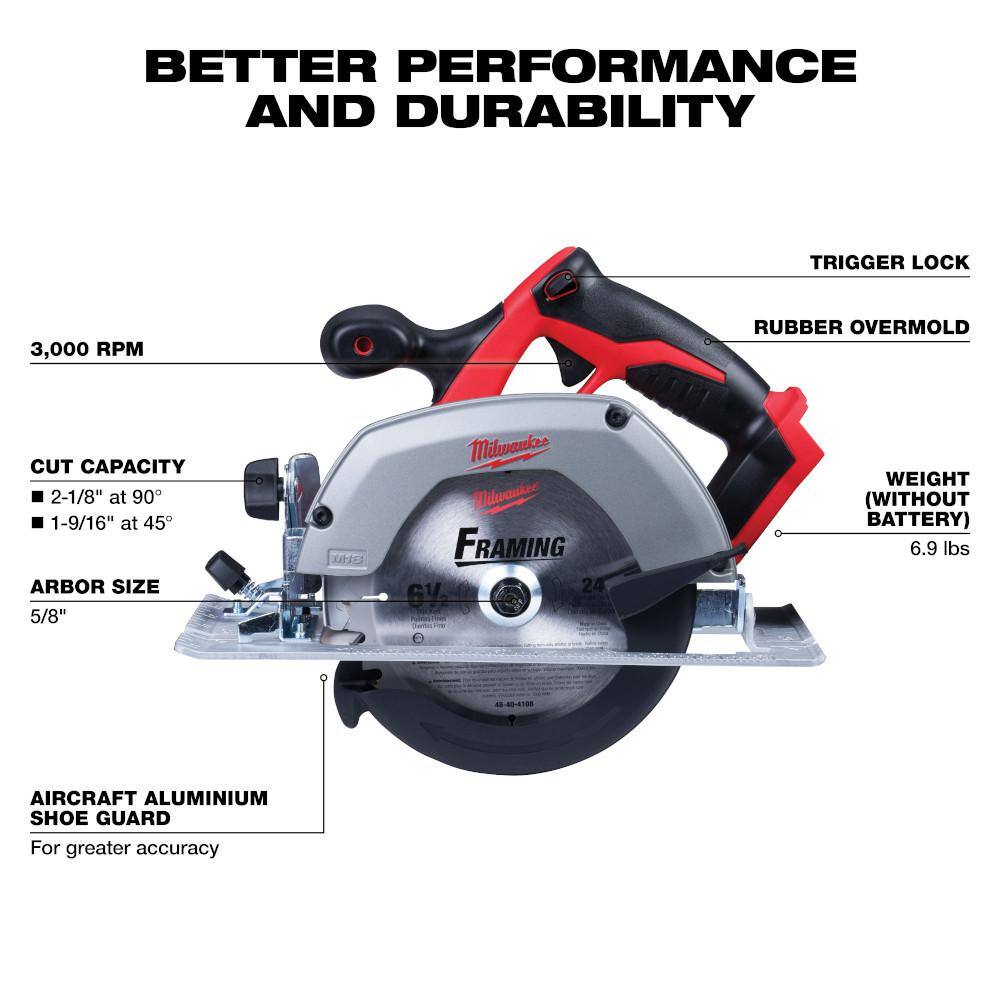 MW M18 18V Lithium-Ion Cordless Combo Kit (6-Tool) Kit w(2) 3.0Ah Batteries  6.0Ah Battery 2691-26-48-11-1865