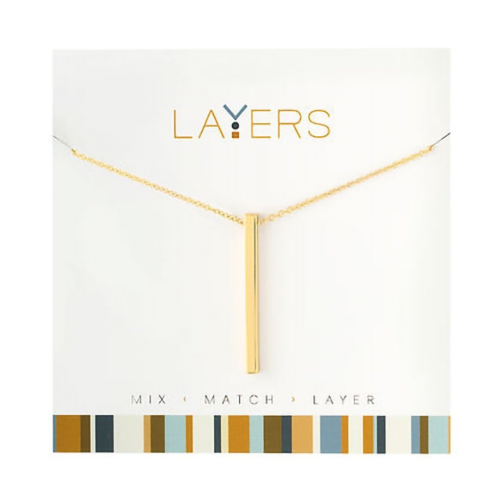 Center Court  Gold Single Bar Layers Necklace