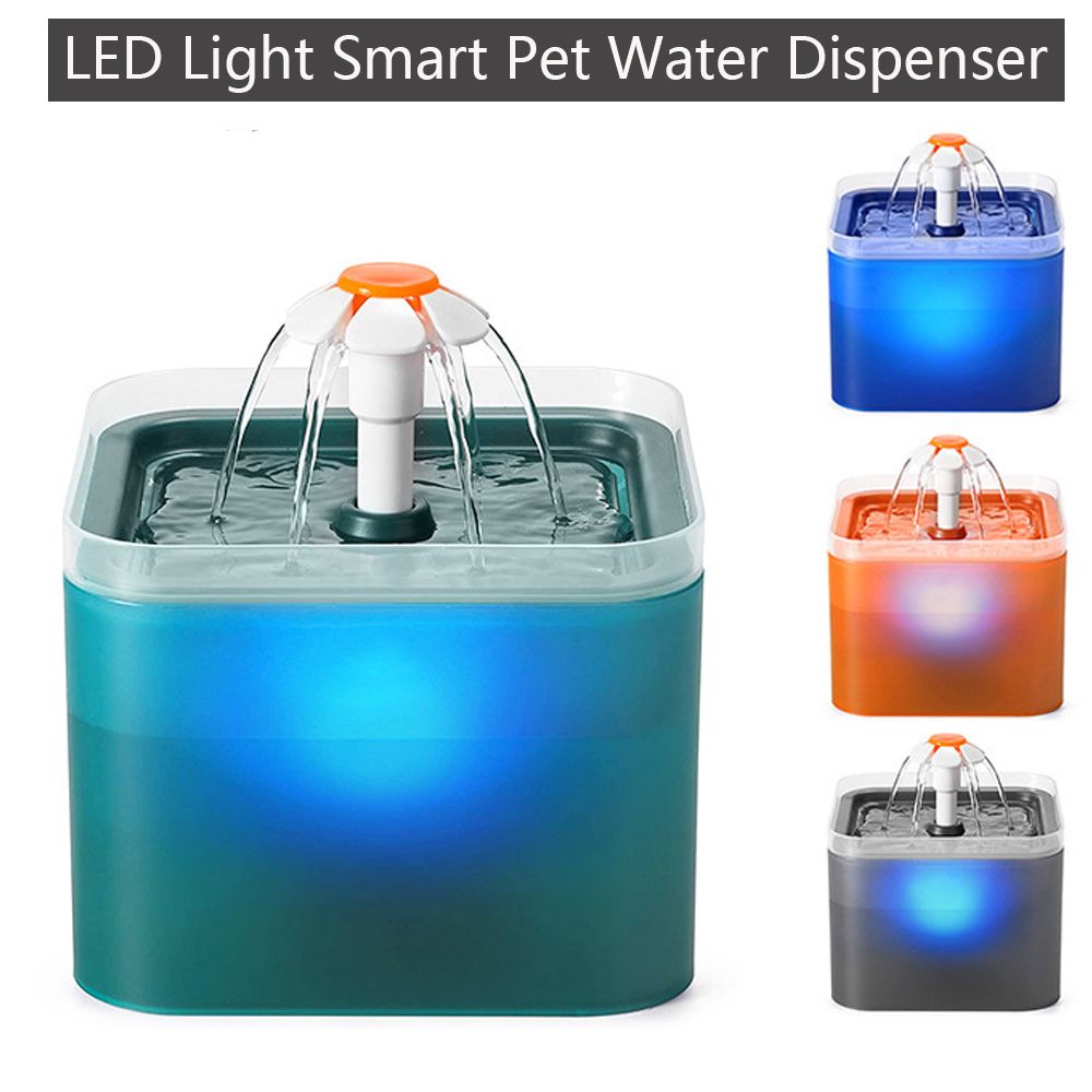 Adjustable Mute Detachable With LED Light Smart Pet Water Dispenser Pet Water Drinker Cat Automatic Feeder Circulating Water GREY