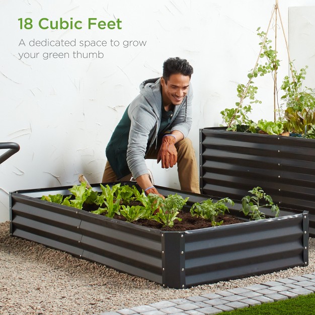 Best Choice Products 6x3x1ft Outdoor Metal Raised Garden Bed For Vegetables， Flowers， Herbs， Plants