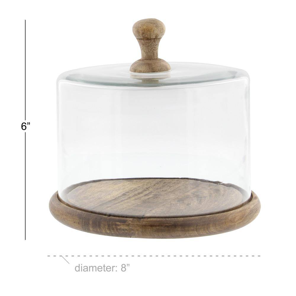 Litton Lane Brown Decorative Cake Stand with Glass Lid 94960