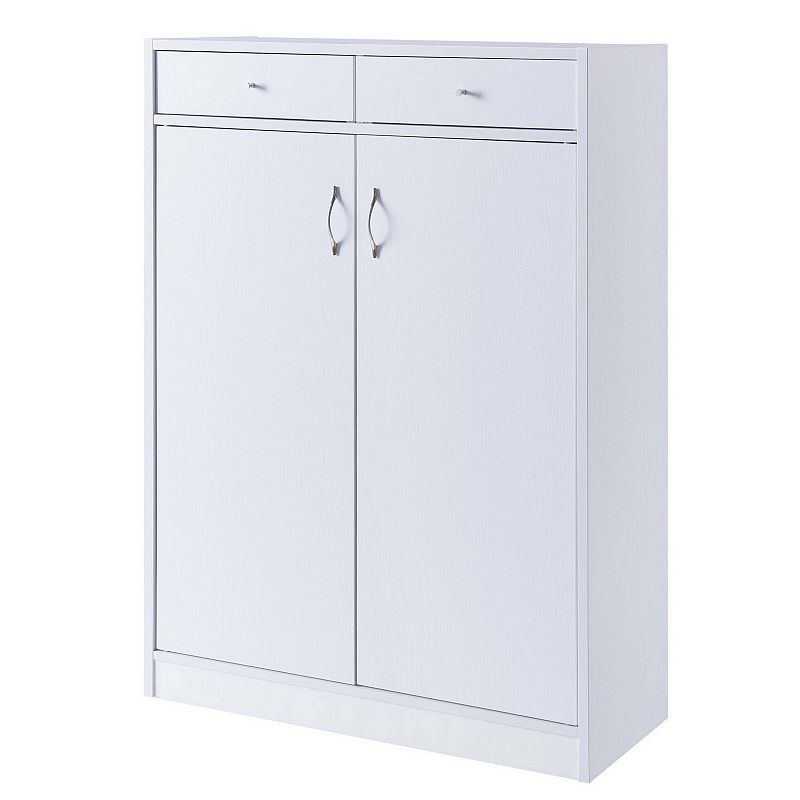 47 Inch 2 Door Wooden Shoe Cabinet， White