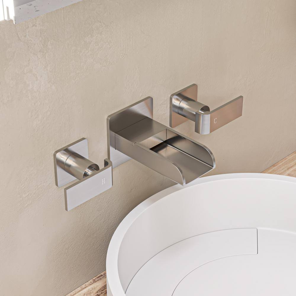 ALFI BRAND 8 in. Widespread 2-Handle Luxury Wall Mount Bathroom Faucet in Brushed Nickel AB1796-BN