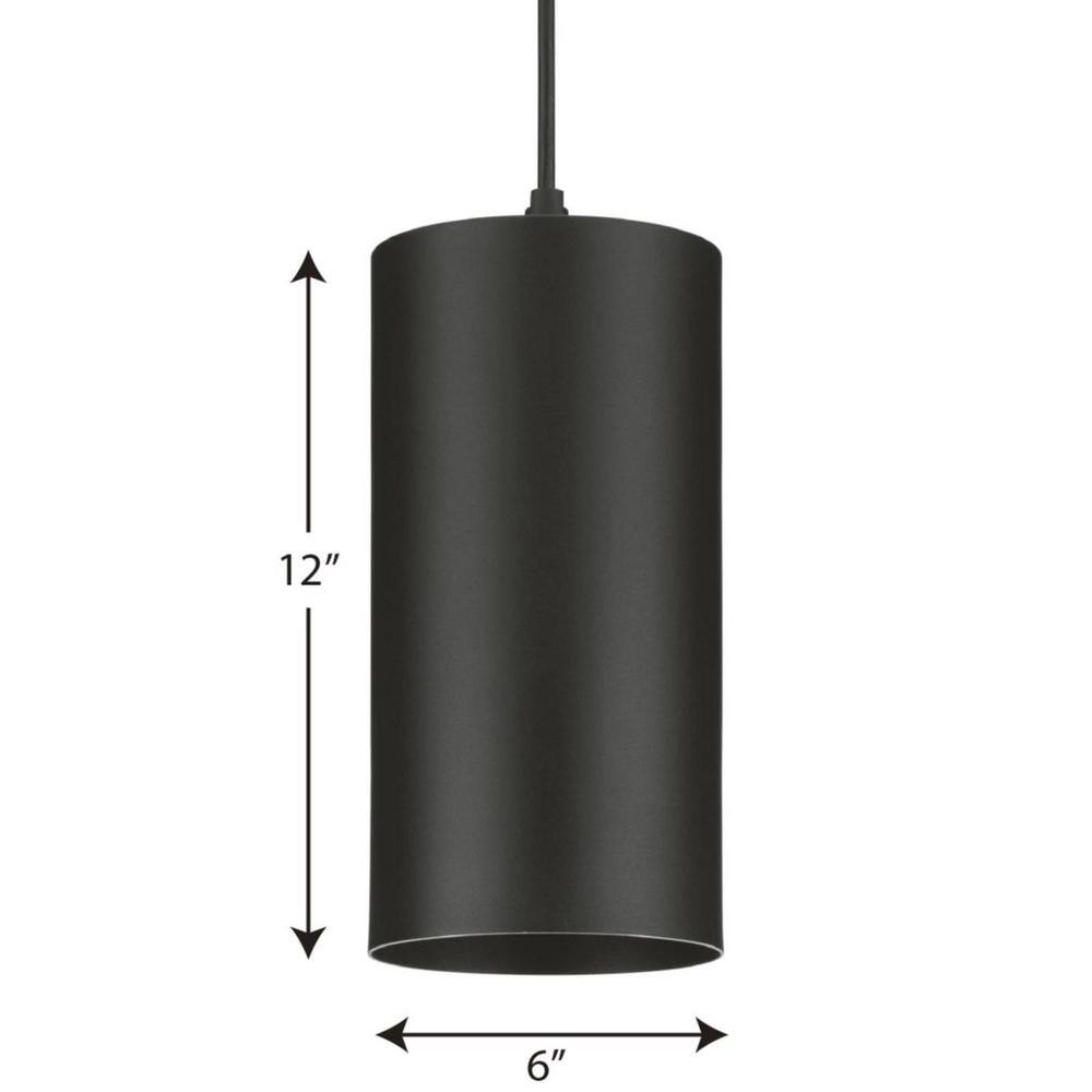 Progress Lighting Cylinder Collection 6 in. 1-Light Black LED Modern Outdoor Pendant Hanging Light P550100-031-30