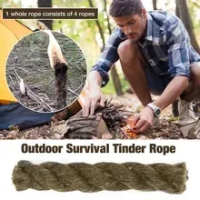 20*200 mm Paper Tube Ignition Hemp Rope Firelighter for Outdoor Camping Hiking Survival Tinder Rope