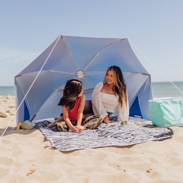 Picnic Time Vista Outdoor Picnic Blanket Blue Stripe