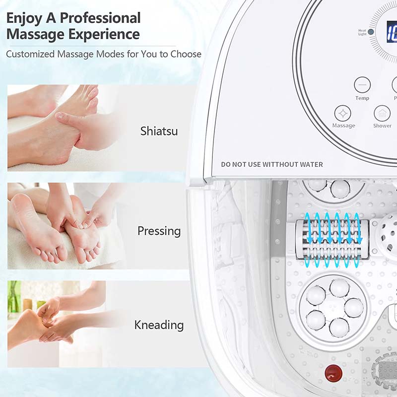 Foot Spa Bath Massager Pedicure Spa Tub with Heat, 2 Rollers, 4 Shiatsu Massagers, Temperature Control, Timer, 3-Angle Shower