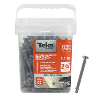 Teks #12 x 2-34 in. Plymetal Zinc-Plated Steel Flat-Head Phillips Self-Tapping Screws with Wings (200-Pack) 21386