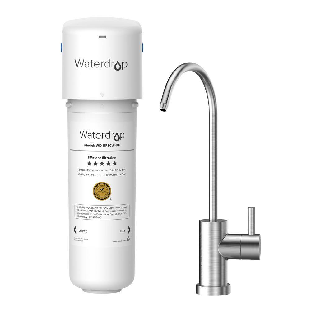 Waterdrop 8000 Gal. 0.01 m Long Last Ultra Filtration Under Sink Water Filter System with Dedicated Faucet B-WD-10UBW-UF