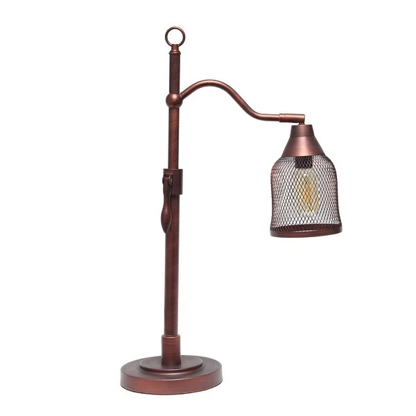 Lalia Home Vintage Arched Table Lamp with Iron Mesh Shade， Red Bronze - 14.75(L)7(W)20.75(H)