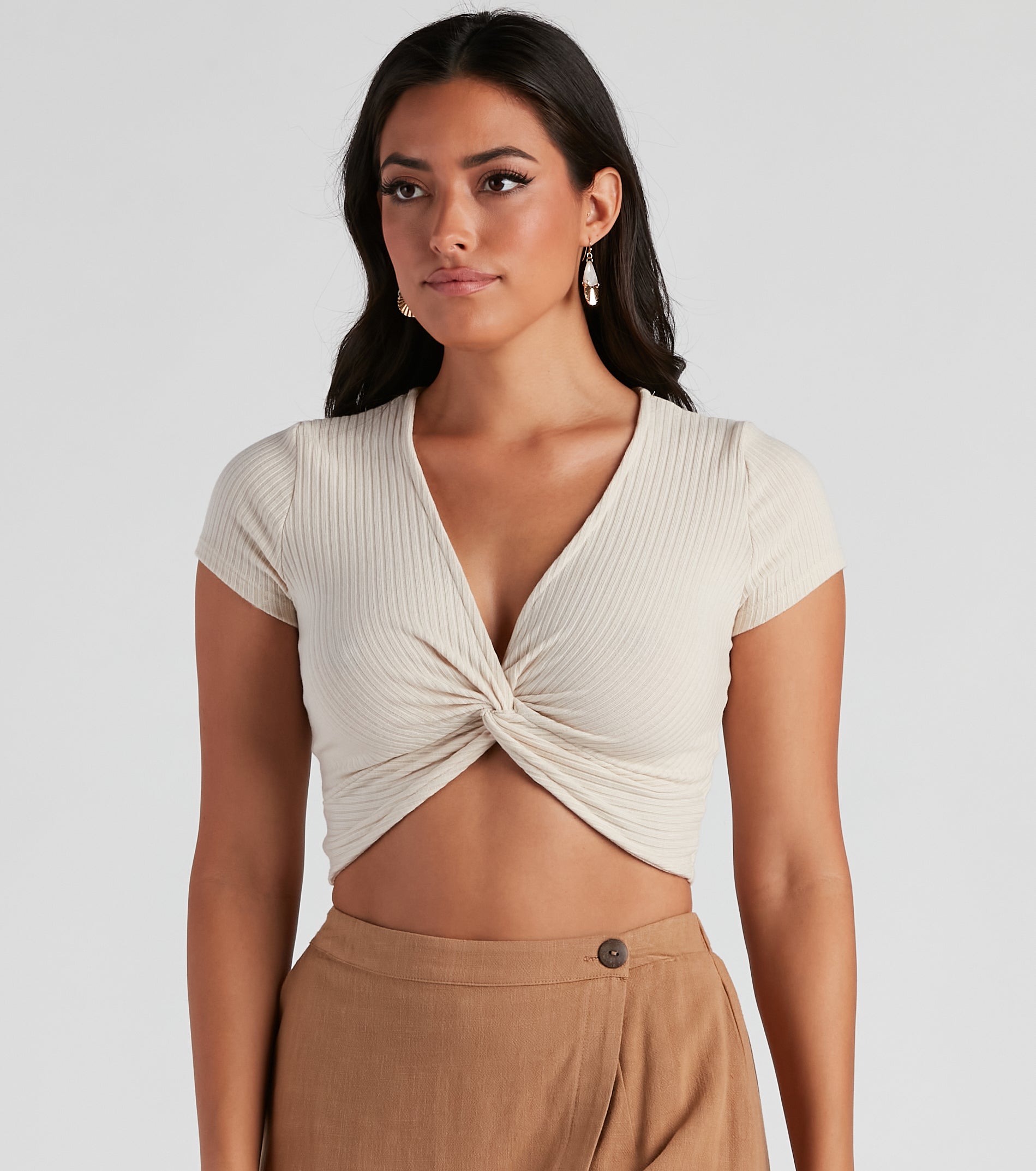 Twist And Shout V-Neck Crop Top