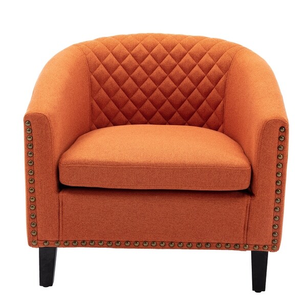 Accent Barrel Chair with Nailheads and Solid Wood Legs