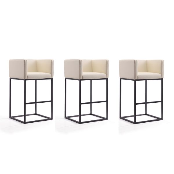 Embassy Barstool in Cream and Black (Set of 3)