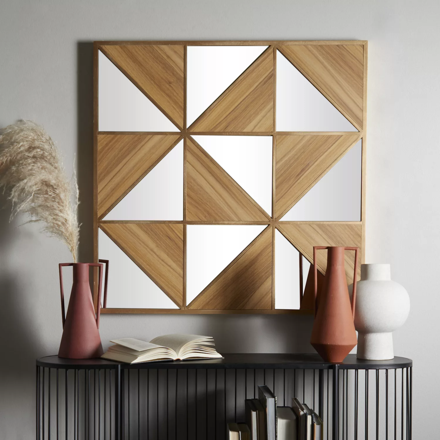 Stella and Eve Wood Triangle Mirrored Wall Decor