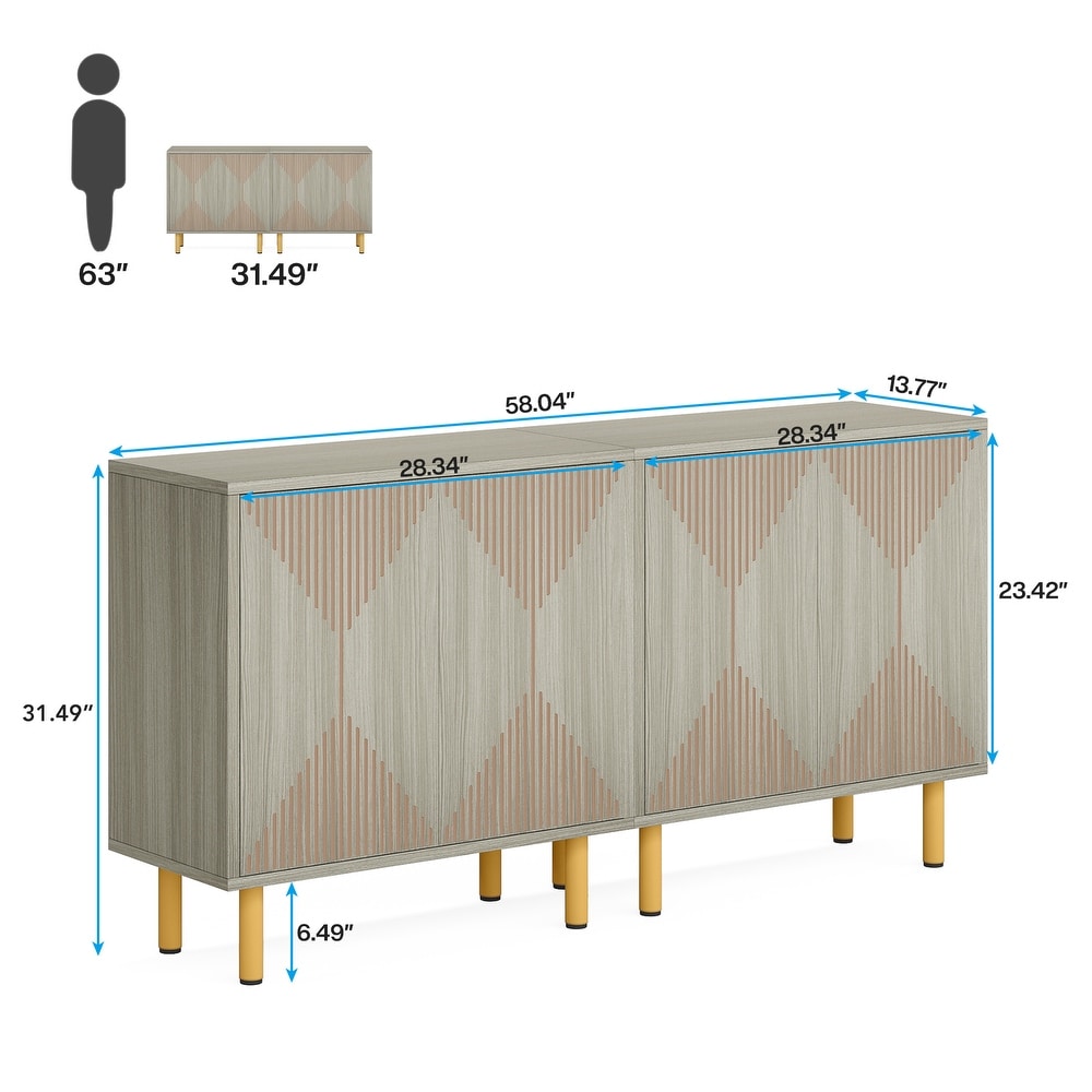 White Sideboard Buffet Set  Modern Sideboard Storage Cabinet with Door