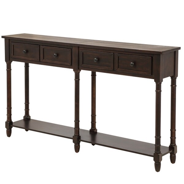 Console Table Sofa Table with 2 Drawers and Bottom Shelf Easy Assembly