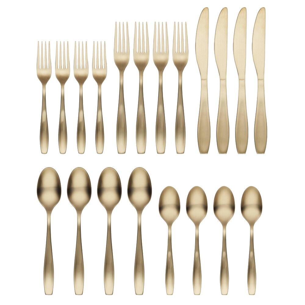 January Champagne Satin 20 Piece Flatware Set