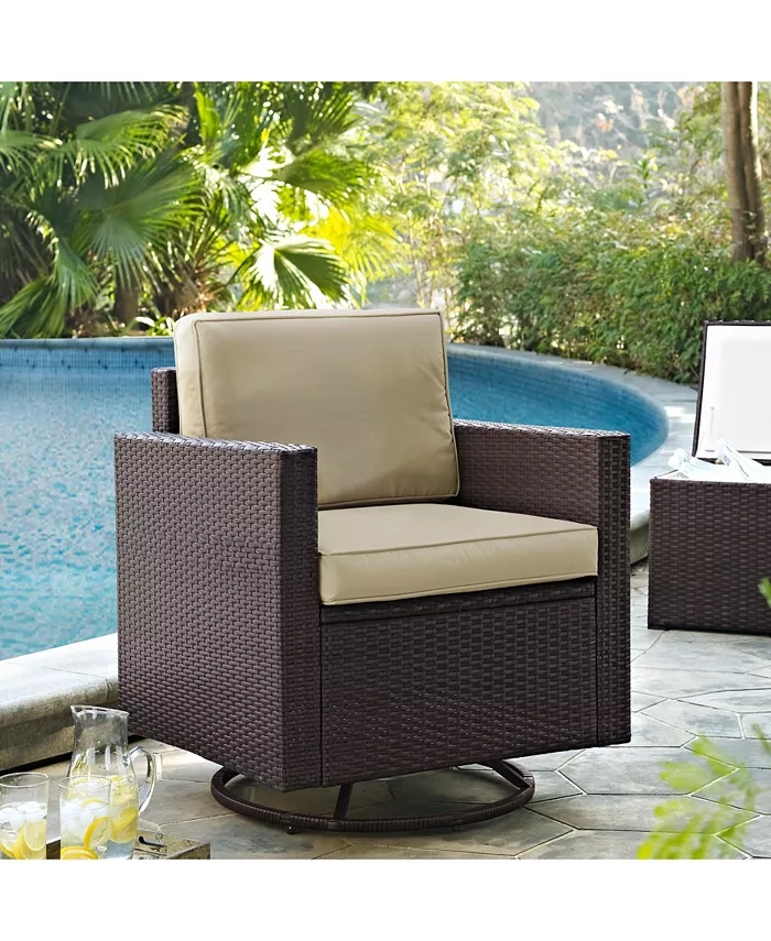 Crosley Palm Harbor Outdoor Wicker Swivel Rocker Chair With Cushions