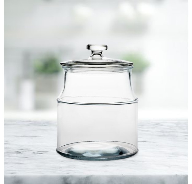 Amici Home Carlisle Glass Canister Round Jar Food Safe Airtight Lid With Handle And Plastic Gasket For Kitchen amp Pantry