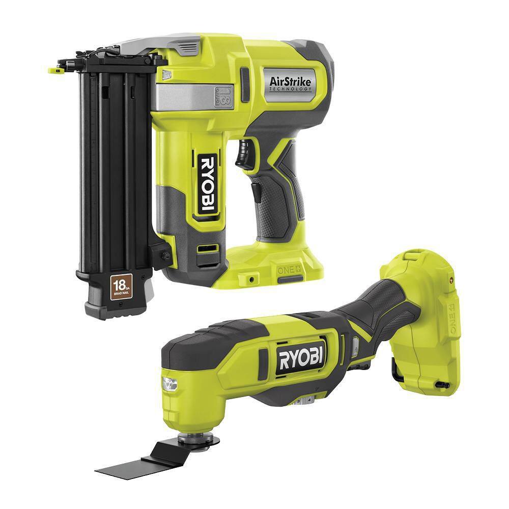 RYOBI ONE+ 18V 18-Gauge Cordless AirStrike Brad Nailer with Cordless Multi-Tool P321-PCL430B