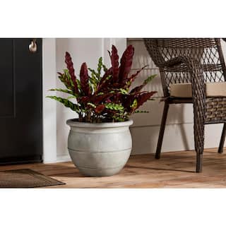 Vigoro 14 in. Stonington Medium Gray Stone Finish Clay Pot (14 in. D x 11.6 in. H) LHDPTSTON14X11