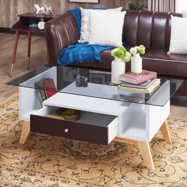 Furniture of America Tevi Mid-century Modern 47-inch 1-shelf Coffee Table