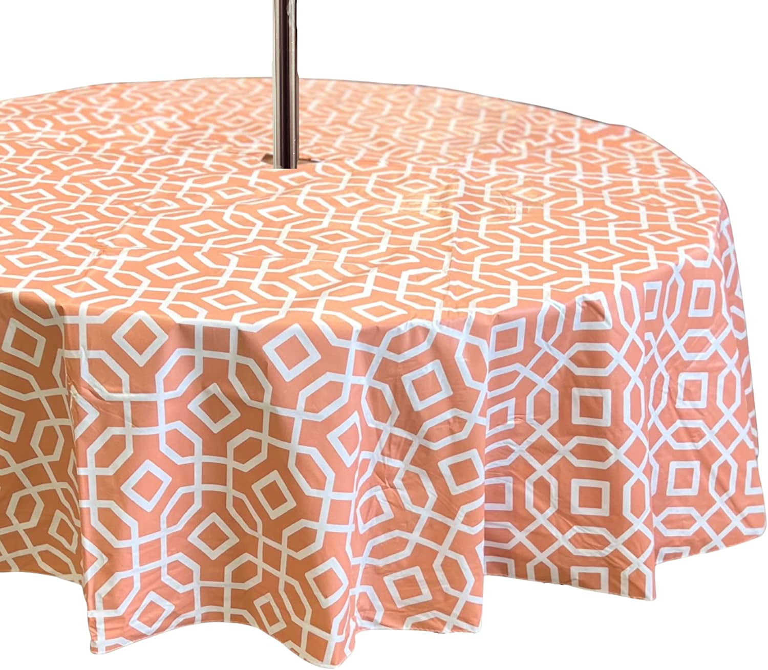 Summer Umbrella Vinyl Tablecloths: Patio Table Cover with Hole and Zipper Closure for Umbrella, 52" x 70" Inch Rectangle